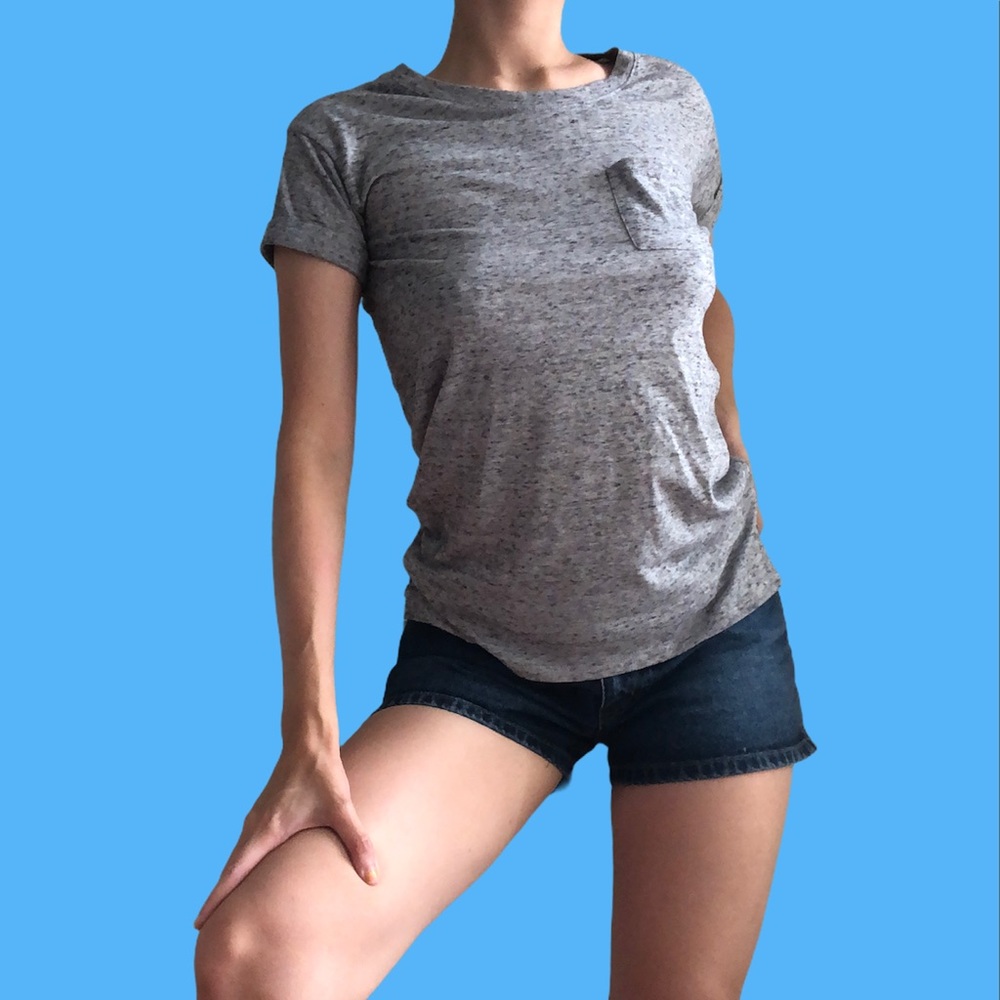 Grey t-shirt Black Horizontal Pattern and Pocket